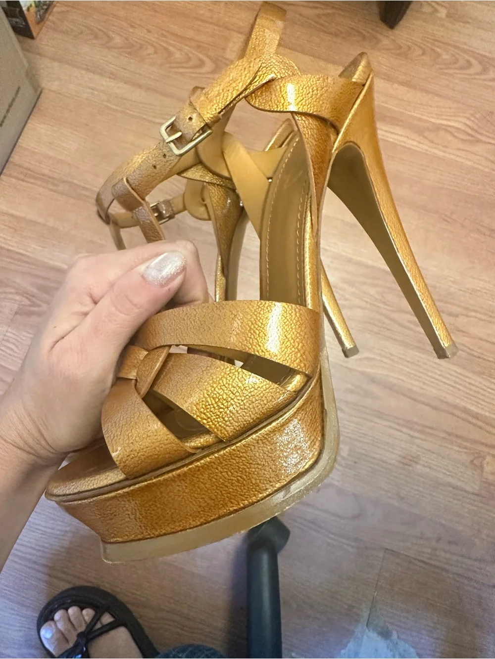 Yves Saint Laurent Metallic orange bronze  Platform Stiletto Sandals